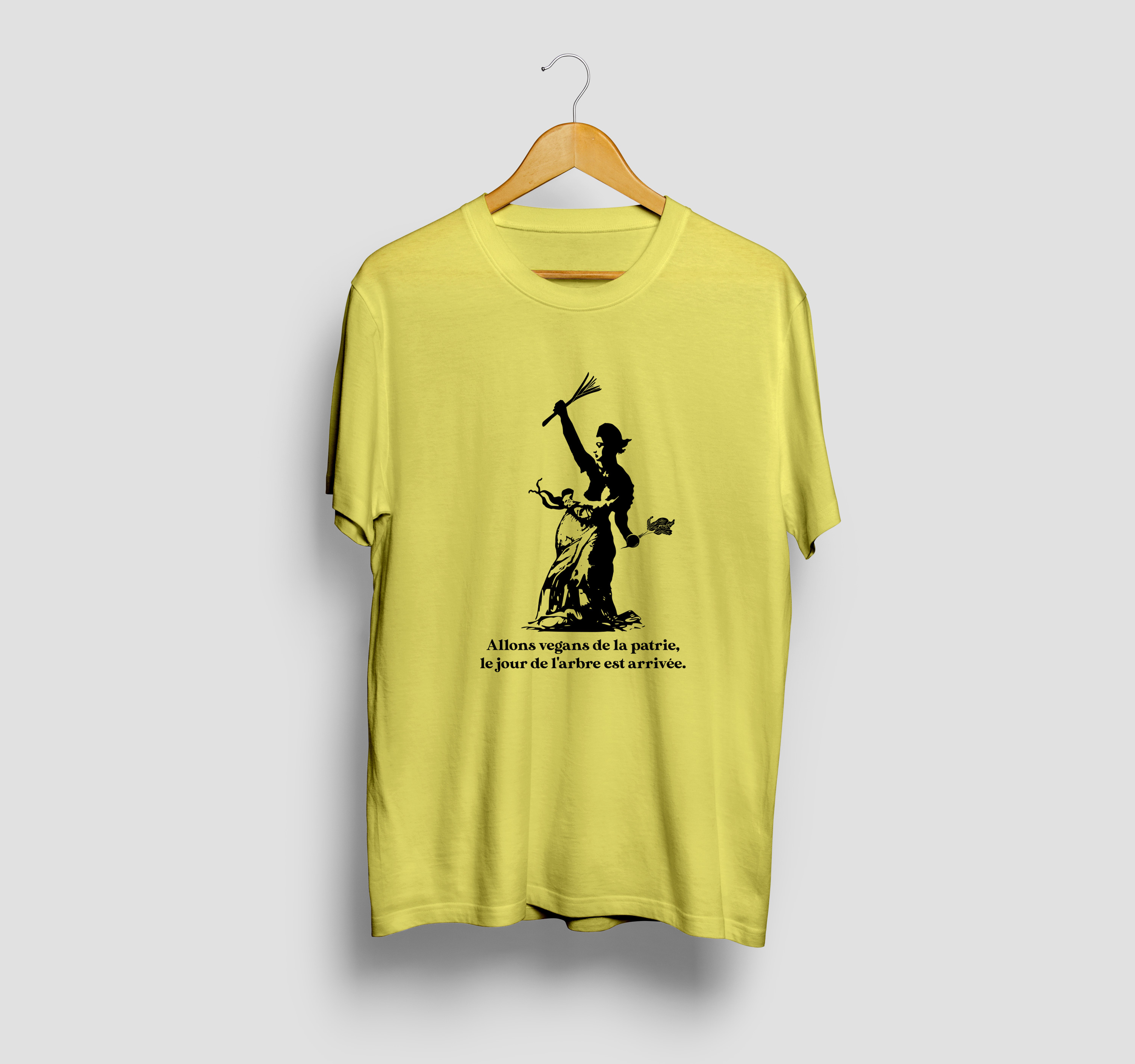 Vegans de la Patrie — yellow vegan T-shirt